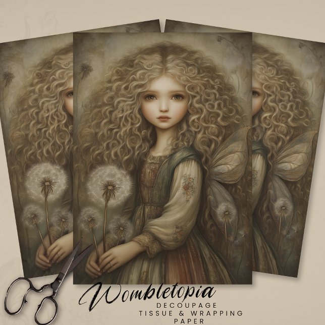 Papel De Seda Fada Rústica da Floresta com Dandelions Arte Fanta (Criador carregado)