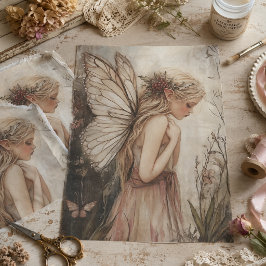 Papel De Seda Fada Vintage do Inverno Florestal com Azevinho e F