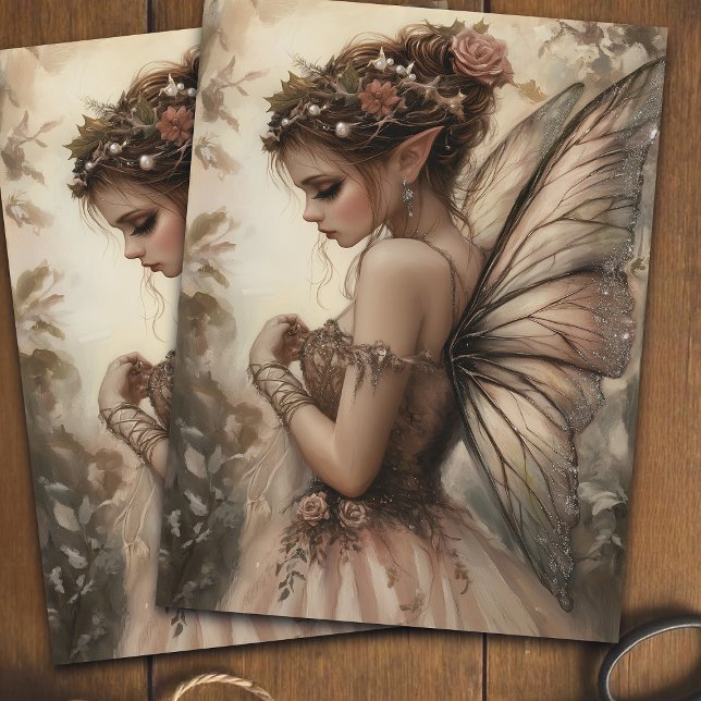 Papel De Seda Fada Whimsical com Rosas Rosa, Arte de Dissociação (Criador carregado)