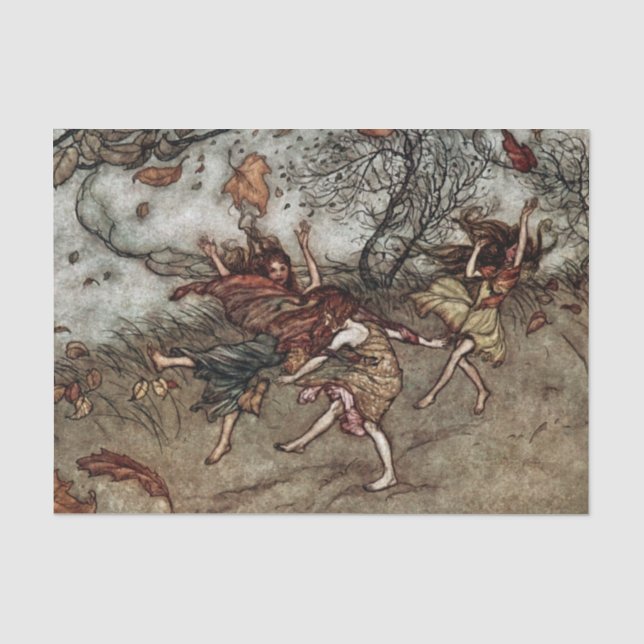 Papel De Seda “Fadas de Outono” por Arthur Rackham (Frente )
