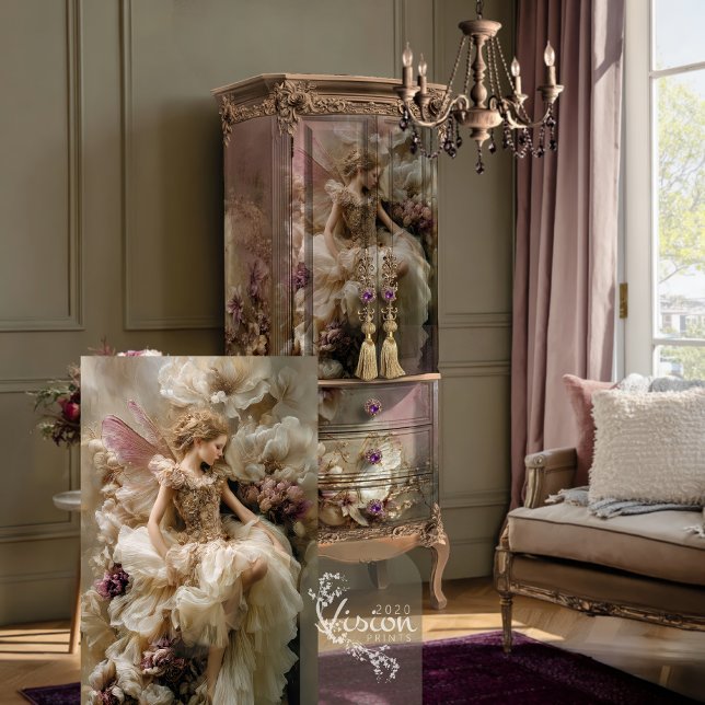 Papel De Seda Fairy Ethereal Floral Dusty Plum Eggshell Beige (Ethereal Fairy, and Botanical Floral Eggshell and Dusty Plum Decoupage Tissue Paper.)