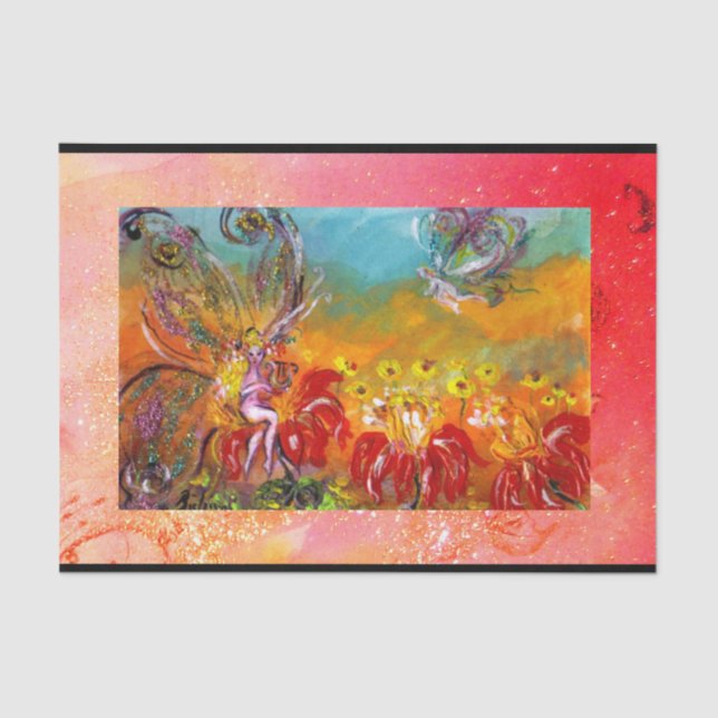 Papel De Seda FAIRY FAIRY FAIRY FAZER MÚSICA Fantasia Floral Ros (Frente )