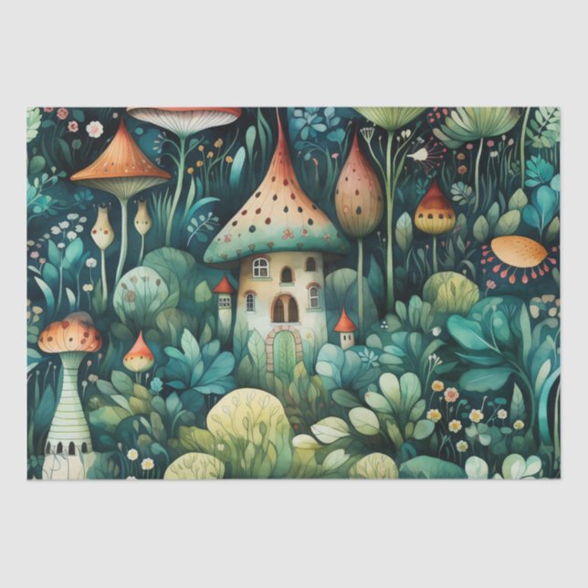 Papel De Seda Fairytala em Fairyland Mushroom House Laranja Verd (Frente )