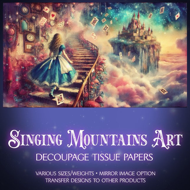 Papel De Seda Fairytale Alice In Wonderland Castle Decoupage (Criador carregado)