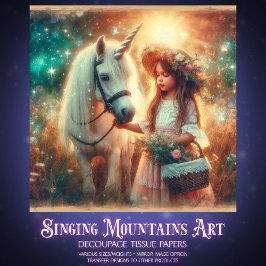 Papel De Seda Fairytale Fantasy Unicorn With Girl Decoupage