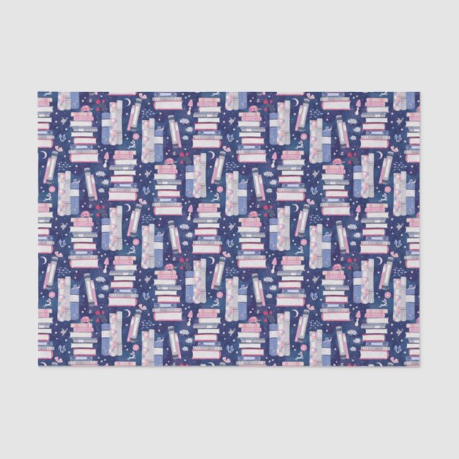 Papel De Seda Fairytale Pilha de Livros Azul (Frente )