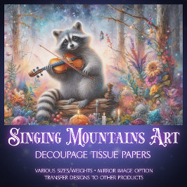 Papel De Seda Fairytale Raccoon Musical Floral Decoupage