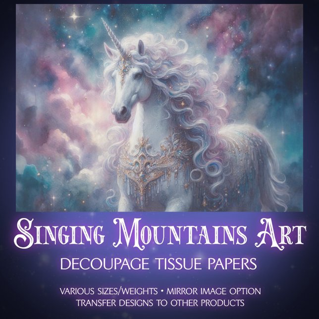 Papel De Seda Fairytale Unicorn & Galaxy Craft Decoupage  (Criador carregado)