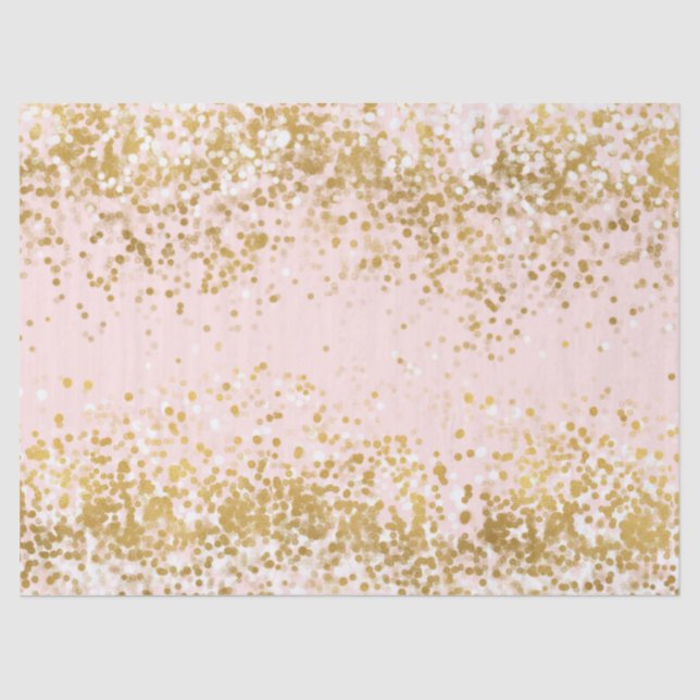 Papel De Seda Faísca de Confetti Dourado, Cor-de-rosa-claro (Frente )