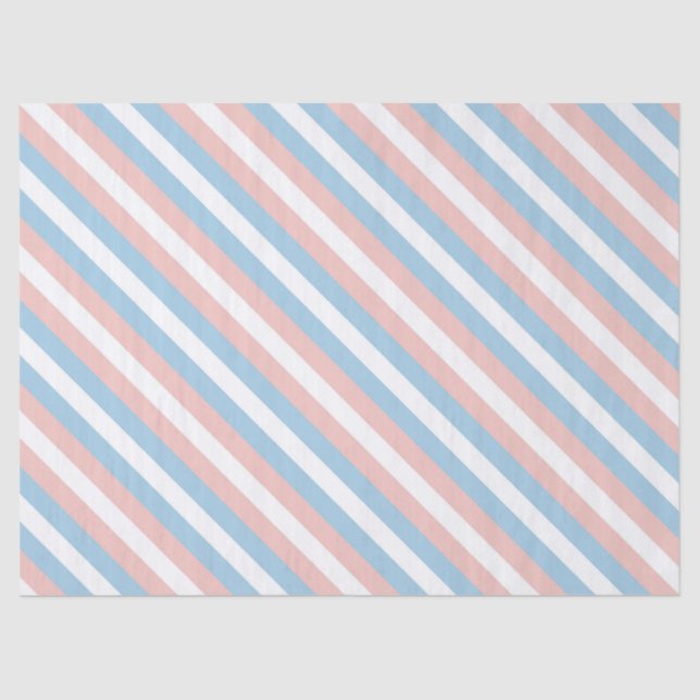 Papel De Seda Faixa Diagonal Cor-de-Rosa, Azul e Branco (Frente )