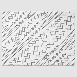 Papel De Seda Faixas de Zigzag Pretas e Brancas