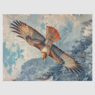 Papel De Seda Falcão De Mala Vermelha Voando Sobre A Decoupage D