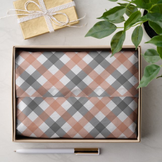Papel De Seda Fall Colors Gingham Tissue Paper (Presente)