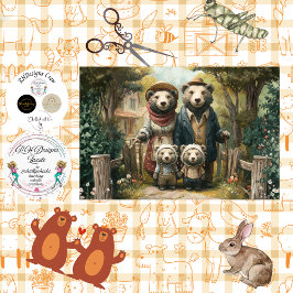 Papel De Seda Família de Ursos da Floresta Decoupage Twin Cubs V