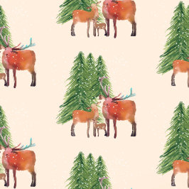 Papel De Seda Família de Veados Vermelhos de Natal