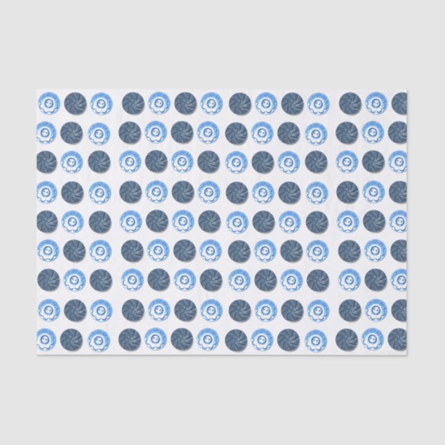 Papel De Seda Fancy Blue Buttons White  (Frente )