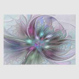 Papel De Seda Fantasia Abstrata Colorida Moderna Floral Fractal