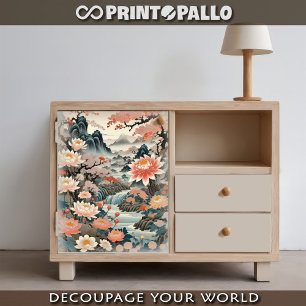 Papel De Seda Fantasia boreal com pergaminho japonês