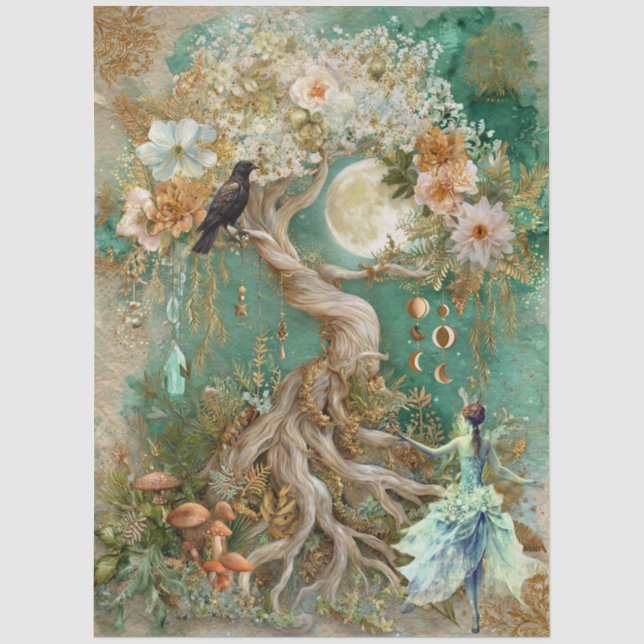 Papel De Seda Fantasia Caprichosa Colagem de Arte Celestial Deco (Frente )