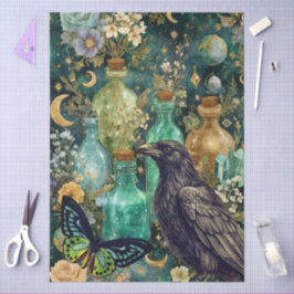 Papel De Seda Fantasia Caprichosa Colagem de Arte Gótica de Corv