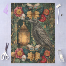 Papel De Seda Fantasia Caprichosa Colagem de Arte Gótica de Corv