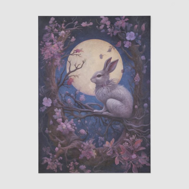Papel De Seda Fantasia de Coelho Gótico ao Luar (Frente )