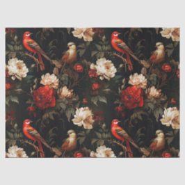 Papel De Seda Fantasia de Natal Vintage Padrão de Flores e Pássa