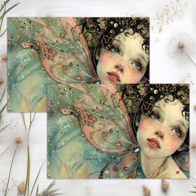 PAPEL DE SEDA FANTASIA DECUPAGEM DE FADAS (FANTASY FAIRY DECOUPAGE TISSUE PAPER)