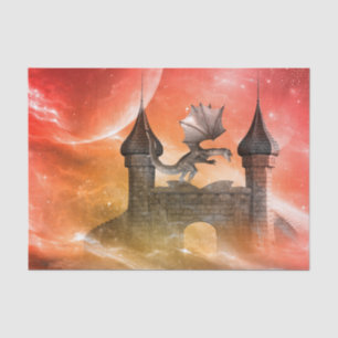 Papel De Seda Fantasia, dragão no castelo