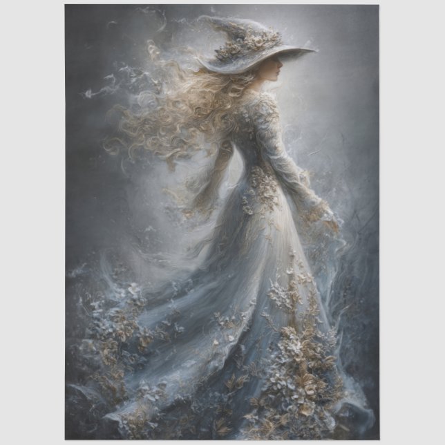 Papel De Seda Fantasia Gótica de Bruxa Mística para Decoupage (Frente )