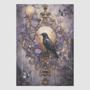 Papel De Seda Fantasia Gótica Intrigada Raven & Florals