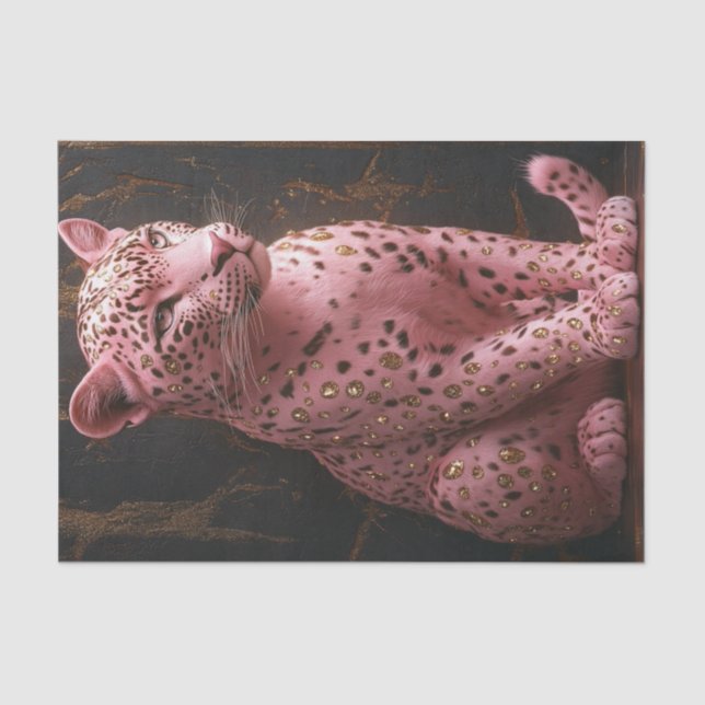 Papel De Seda Fantasia Leopardo Rosa8 (Frente )