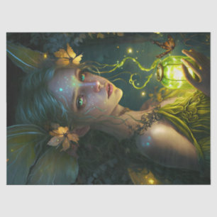 Papel De Seda Fantasia Linda Floresta Verde Desnubagem de Fada
