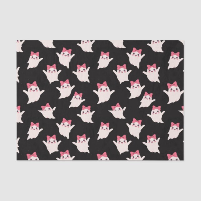 Papel De Seda Fantasma da Garota Retro Bonita com Arco de Cabelo (Frente )