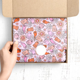 Papel De Seda Fantasmas bonitos e Flores Padrão Halloween