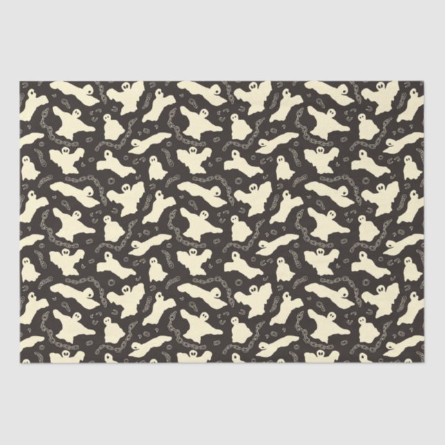 Papel De Seda Fantasmas cremosos - padrão de Halloween. (Frente )