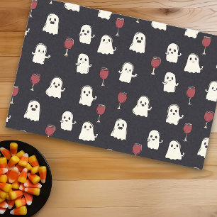 Papel De Seda Fantasmas Lindos de Halloween e Copos de Vinho