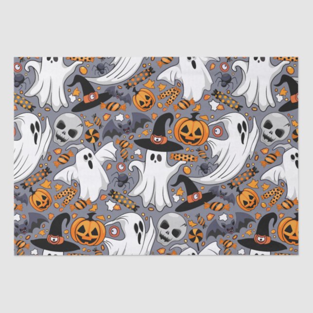 Papel De Seda Fantasmas Spooky e Monstros Cute Assustadores (Frente )