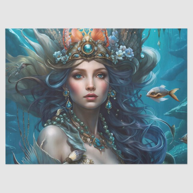 Papel De Seda Fantasy Bela Sereia Princesa Decoupage (Frente )