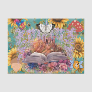 Papel De Seda Fantasy Clipart Collage Castle Floral Butterfly