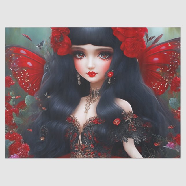 Papel De Seda Fantasy Cuja Fada Vermelha Fada Princesa Decoupage (Frente )