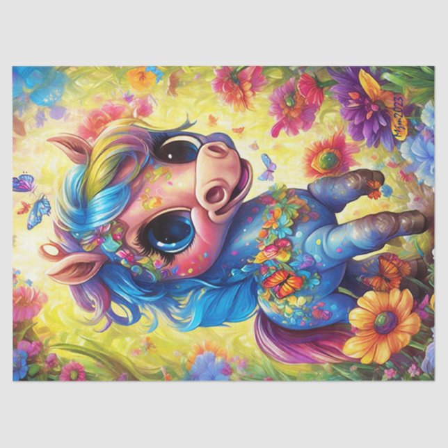 Papel De Seda Fantasy Cute Horse Animal (Frente )