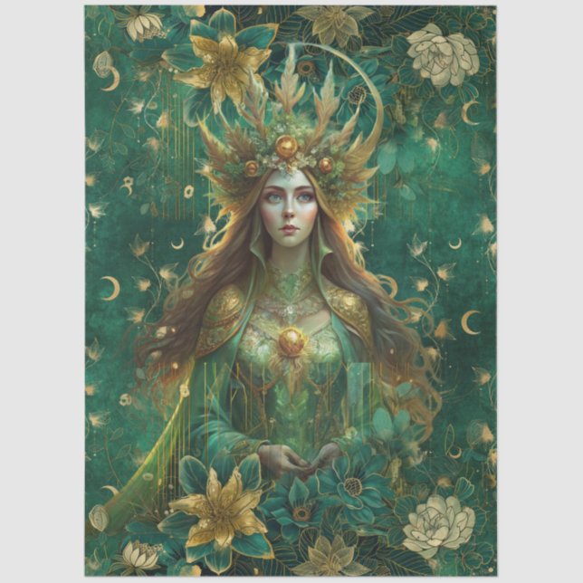 Papel De Seda Fantasy Emerald Forest Queen Decoupage (Frente )