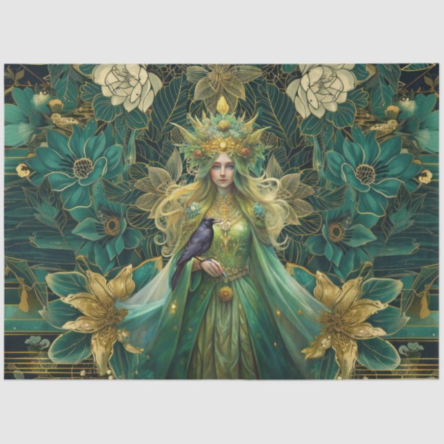 Papel De Seda Fantasy Emerald Queens of the Forest Decoupage (Frente )