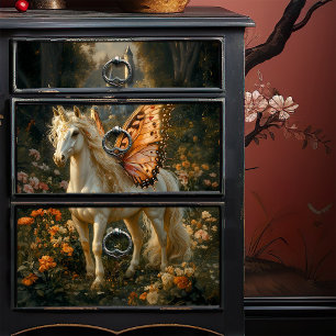 Papel De Seda Fantasy Fairy Horse com Laranja Borboleta Asas