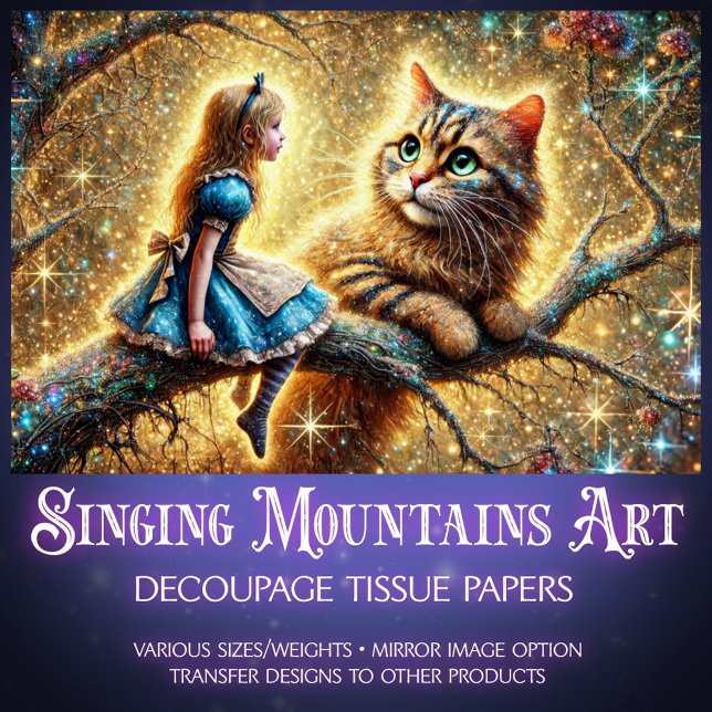 Papel De Seda Fantasy Forest Friends Alice and Cat Decoupage (Criador carregado)