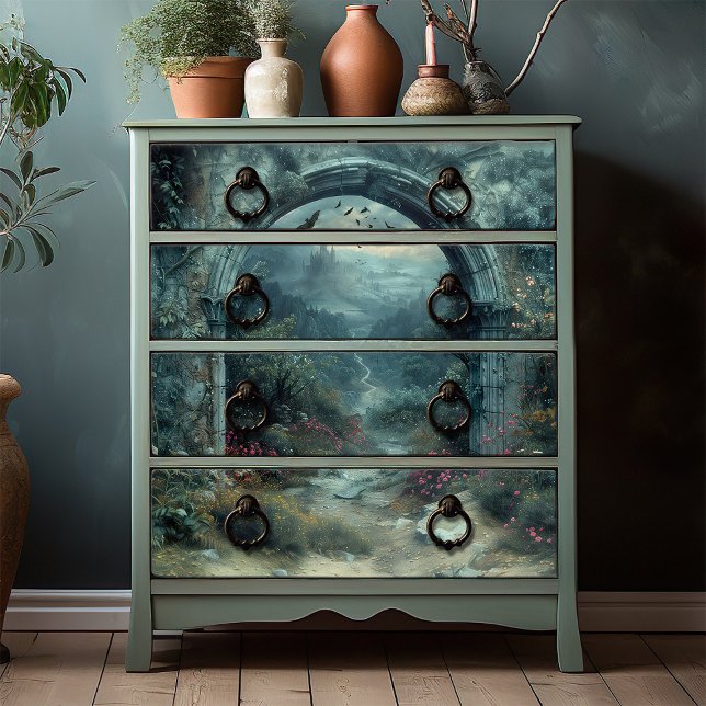 Papel De Seda Fantasy Horror Dracula Castle Vampire Bats Gothic (Criador carregado)