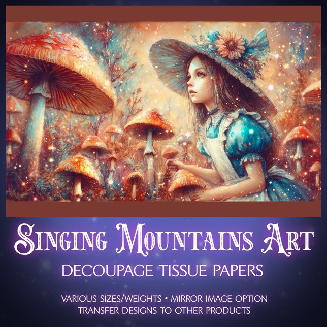 Papel De Seda Fantasy Mushroom Garden with Alice Decoupage (Criador carregado)