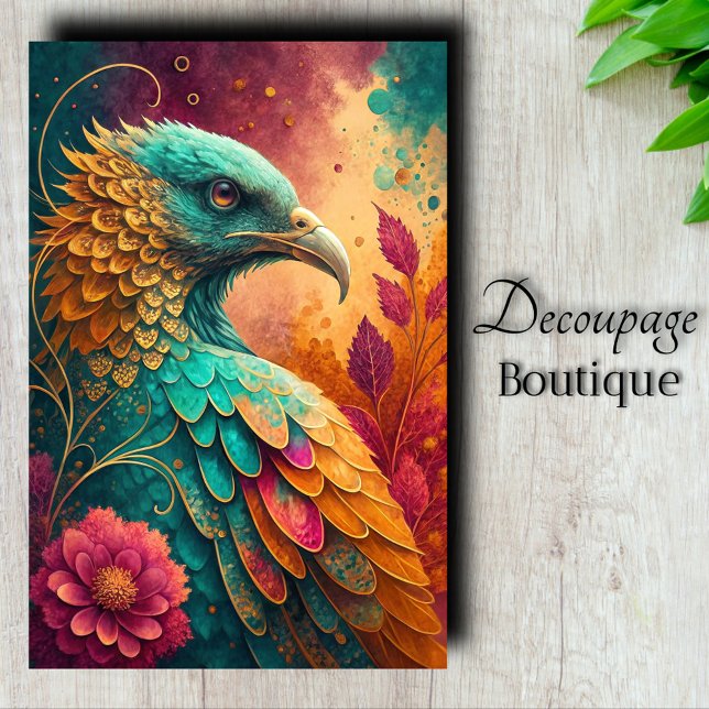 Papel De Seda Fantasy Phoenix Decoupage (Fantasy Phoenix Decoupage Tissue Paper)