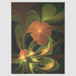 Papel De Seda Fantasy Plant Abstrato Green Rust Brown Fractal